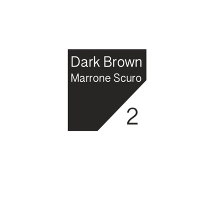 Riquadro di colore marrone scuro con il nome del colore di riferimento e numero collegato.