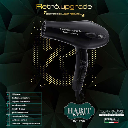 Phon nero con descrizione minuziosa delle caratteristiche sulla parte sinistra in basso.